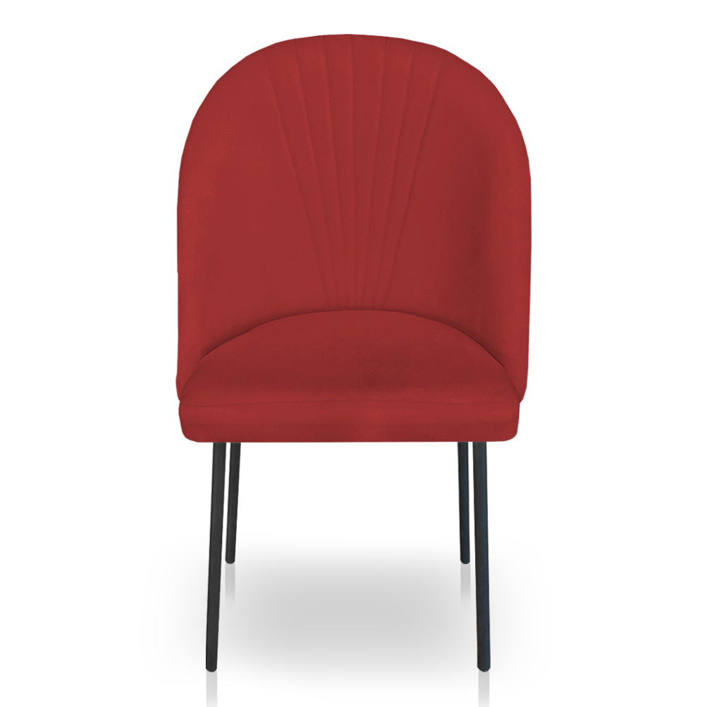 Kit 8 Cadeiras Poltrona de Jantar Ariel Suede Vermelho Pés de Ferro Preto - Pallazio