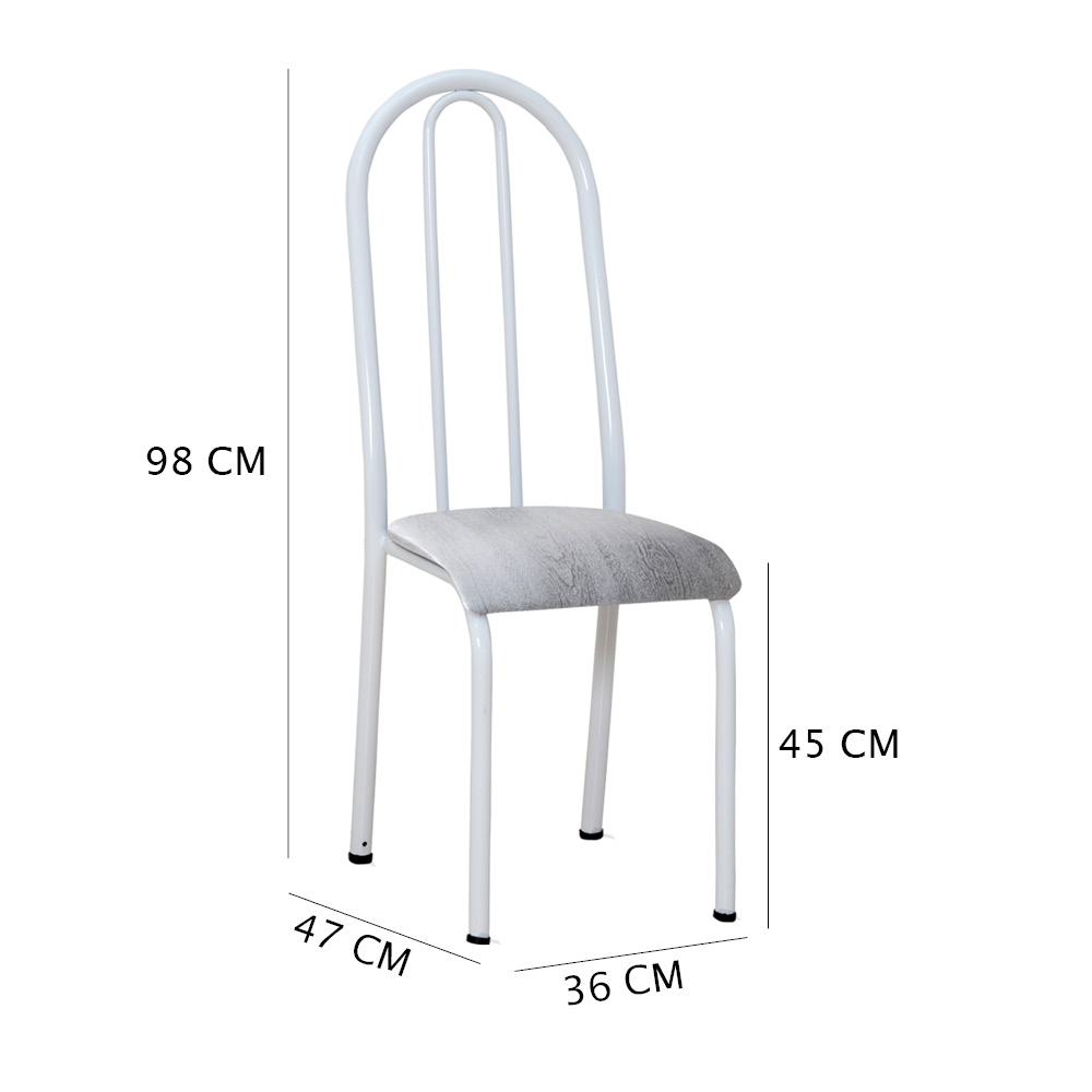 Kit 8 Cadeiras de Cozinha Flórida Estampado Prata Pés de Ferro Branco - Pallazio