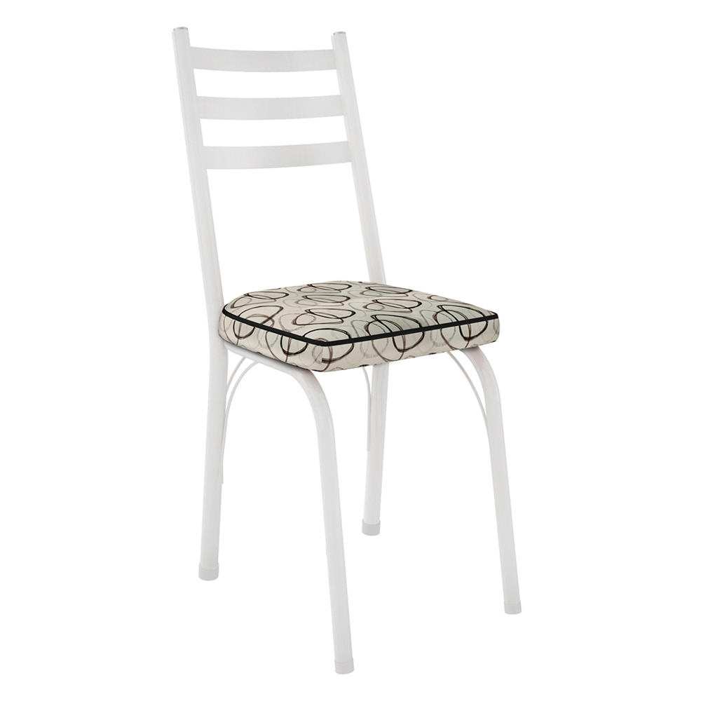 Kit 8 Cadeiras de Cozinha Luisiana Estampado Cedro Pés de Ferro Branco - Pallazio