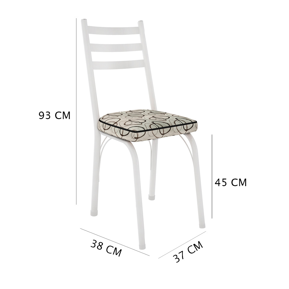 Kit 8 Cadeiras de Cozinha Luisiana Estampado Cedro Pés de Ferro Branco - Pallazio