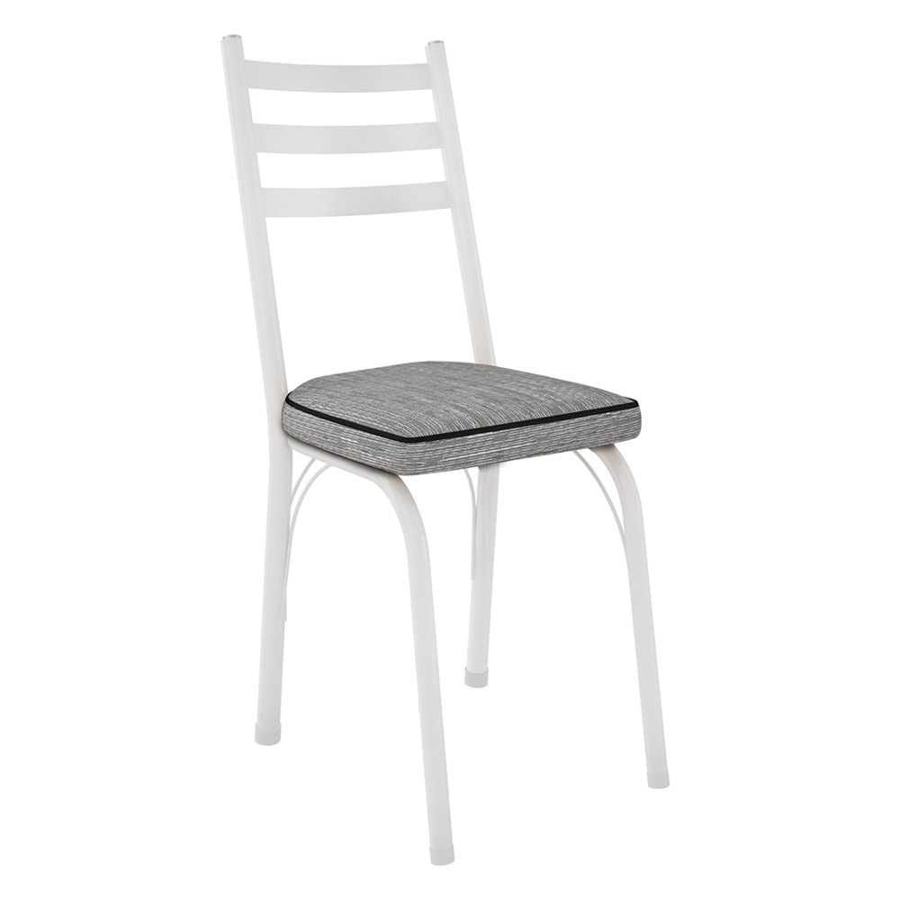 Kit 8 Cadeiras de Cozinha Luisiana Estampado Grafiato Pés de Ferro Branco - Pallazio