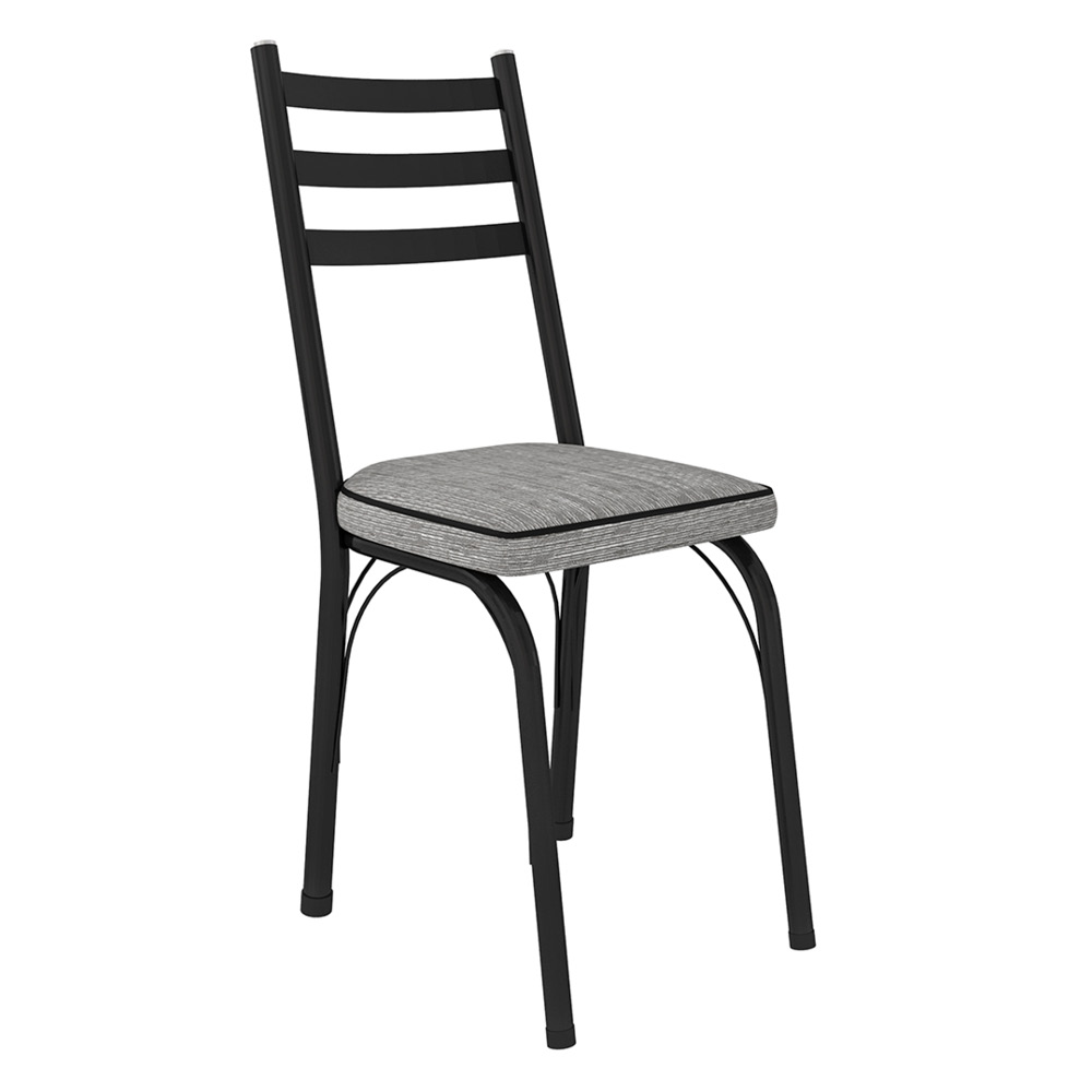 Kit 8 Cadeiras de Cozinha Luisiana Estampado Grafiato Pés de Ferro Preto - Pallazio