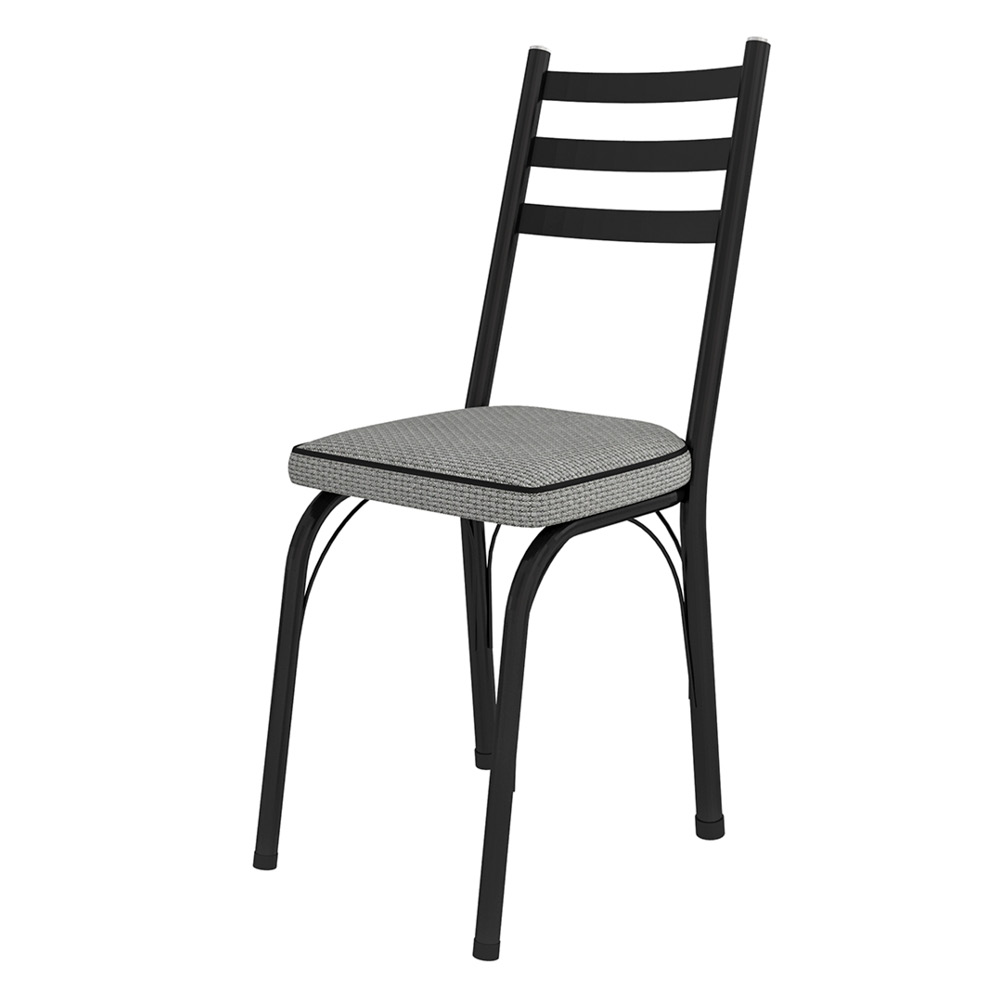 Kit 8 Cadeiras de Cozinha Luisiana Estampado Platina Pés de Ferro Preto - Pallazio