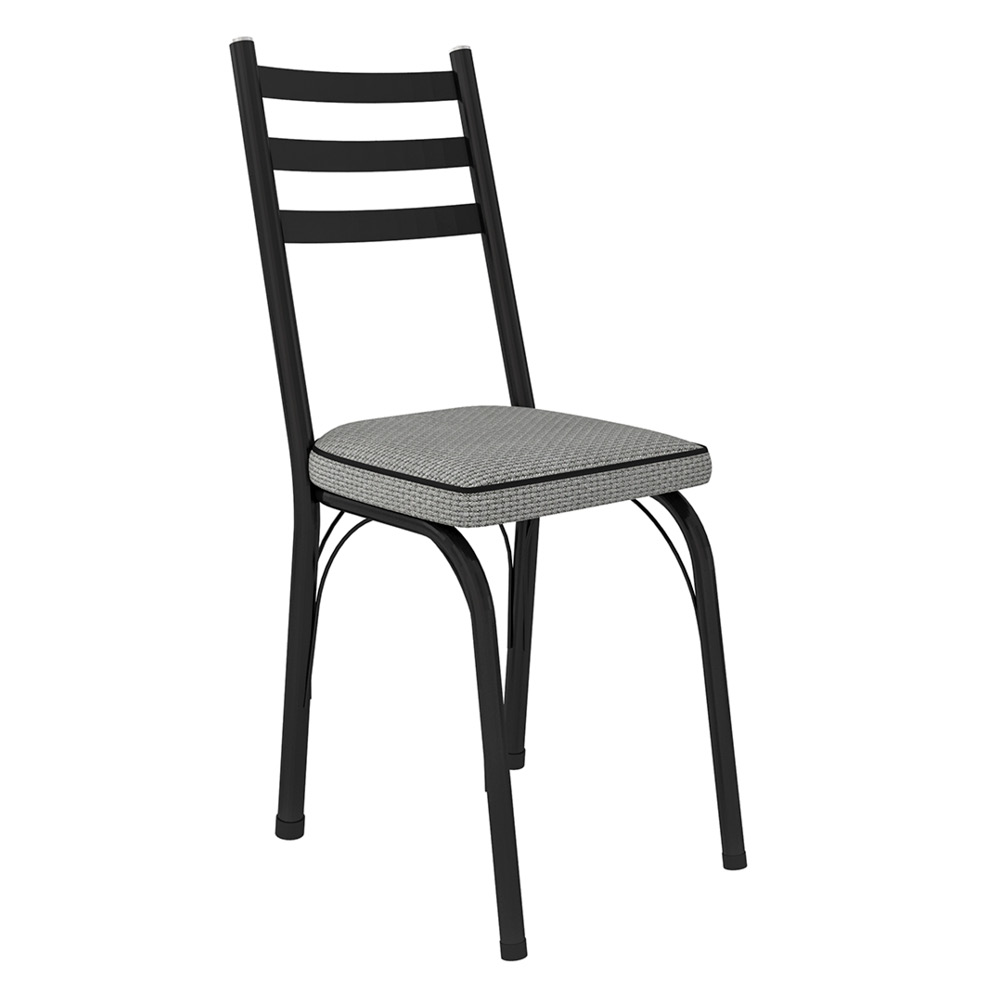 Kit 8 Cadeiras de Cozinha Luisiana Estampado Platina Pés de Ferro Preto - Pallazio