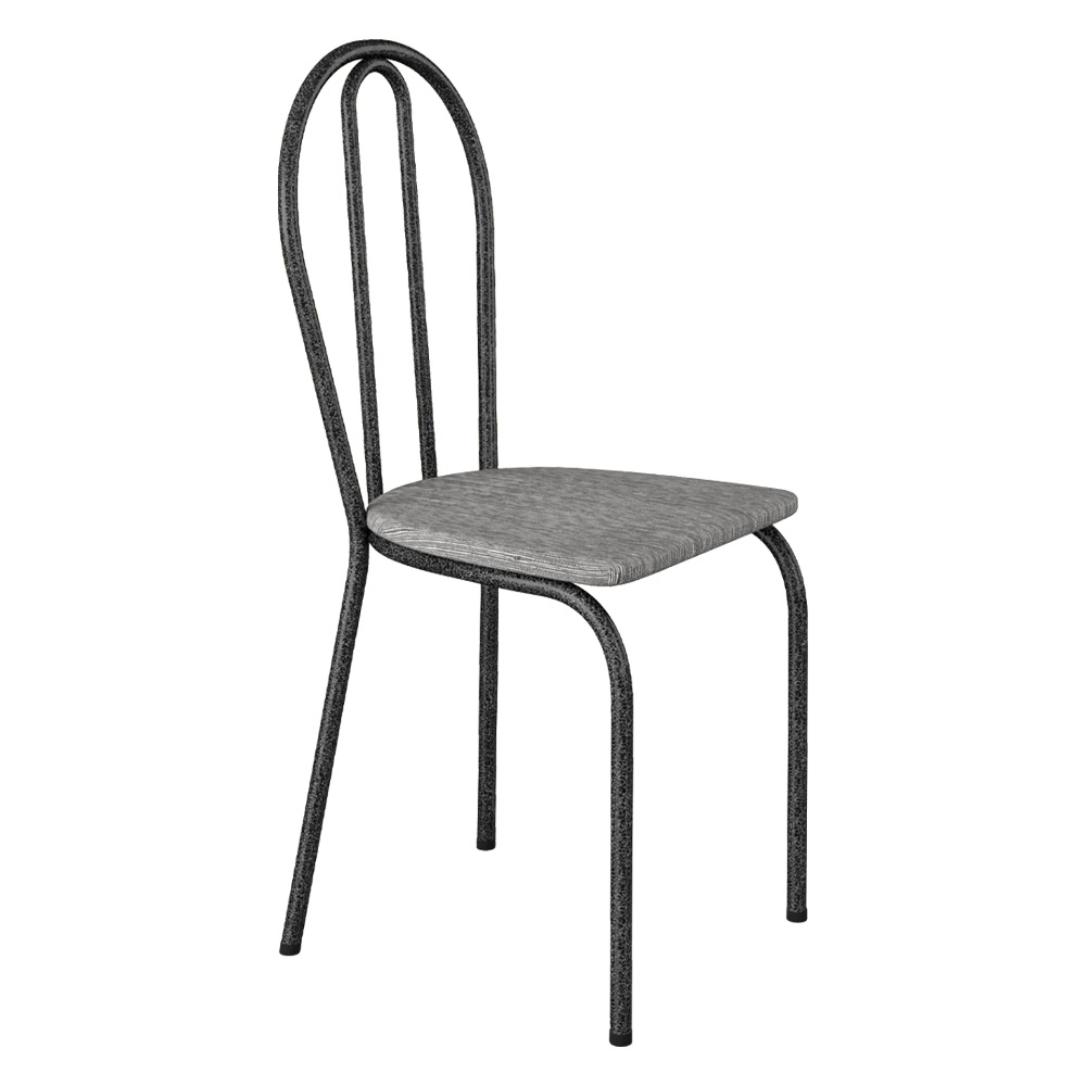 Kit 8 Cadeiras de Cozinha Texas Estampado Grafiato Pés de Ferro Cromo Preto - Pallazio