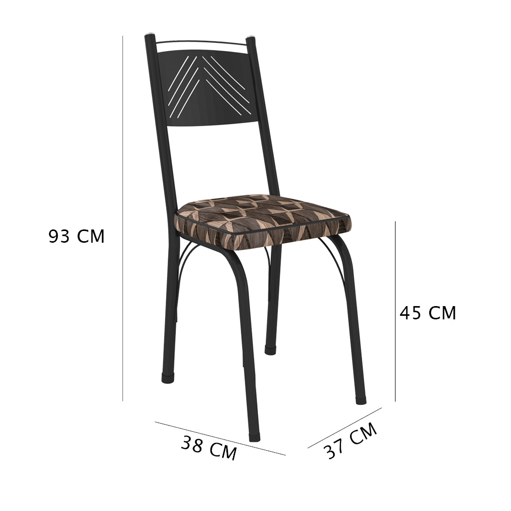 Kit 8 Cadeiras de Cozinha Virginia Estampado Mosaico Palha Pés de Ferro Preto - Pallazio