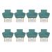 Kit 8 Poltronas Decorativa Leticia Suede Azul Turquesa Pés Palito Castanho - Pallazio