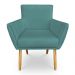Kit 8 Poltronas Decorativa Leticia Suede Azul Turquesa Pés Palito Castanho - Pallazio