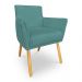 Kit 8 Poltronas Decorativa Leticia Suede Azul Turquesa Pés Palito Castanho - Pallazio