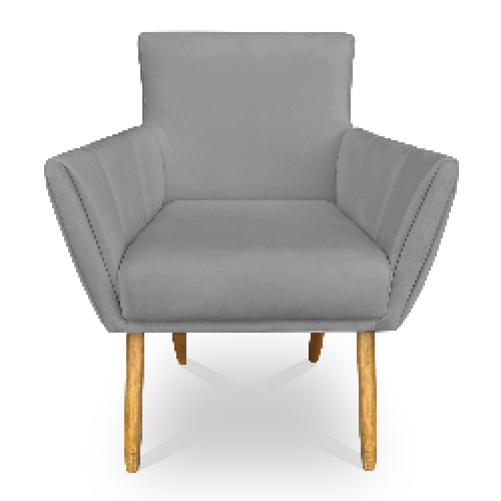 Kit 8 Poltronas Decorativa Leticia Suede Grafite Pés Palito Castanho - Pallazio