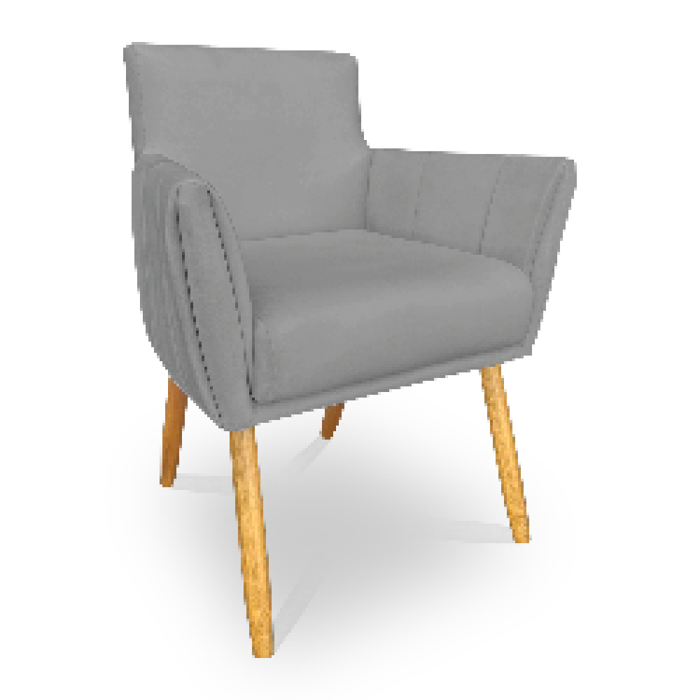 Kit 8 Poltronas Decorativa Leticia Suede Grafite Pés Palito Castanho - Pallazio
