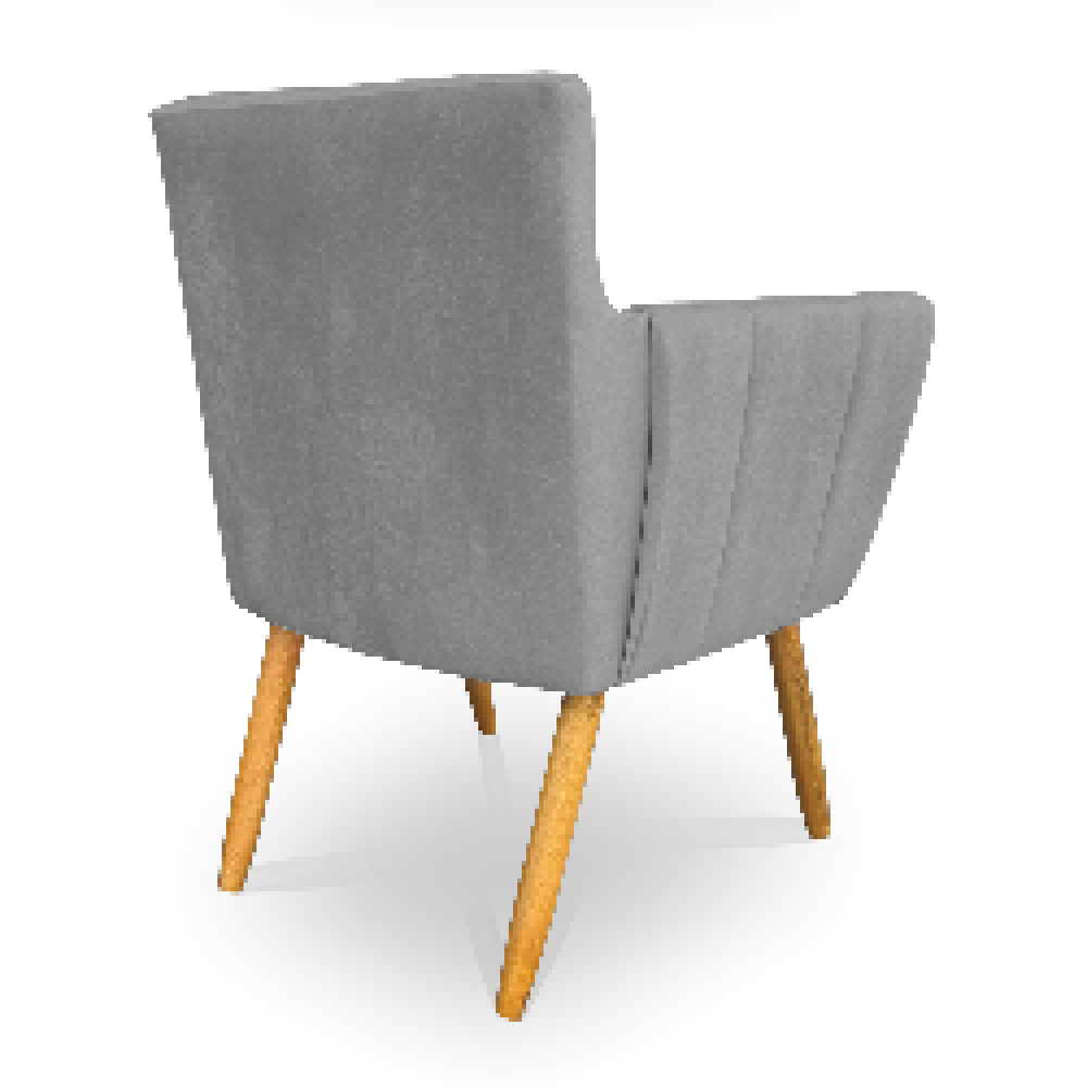 Kit 8 Poltronas Decorativa Leticia Suede Grafite Pés Palito Castanho - Pallazio