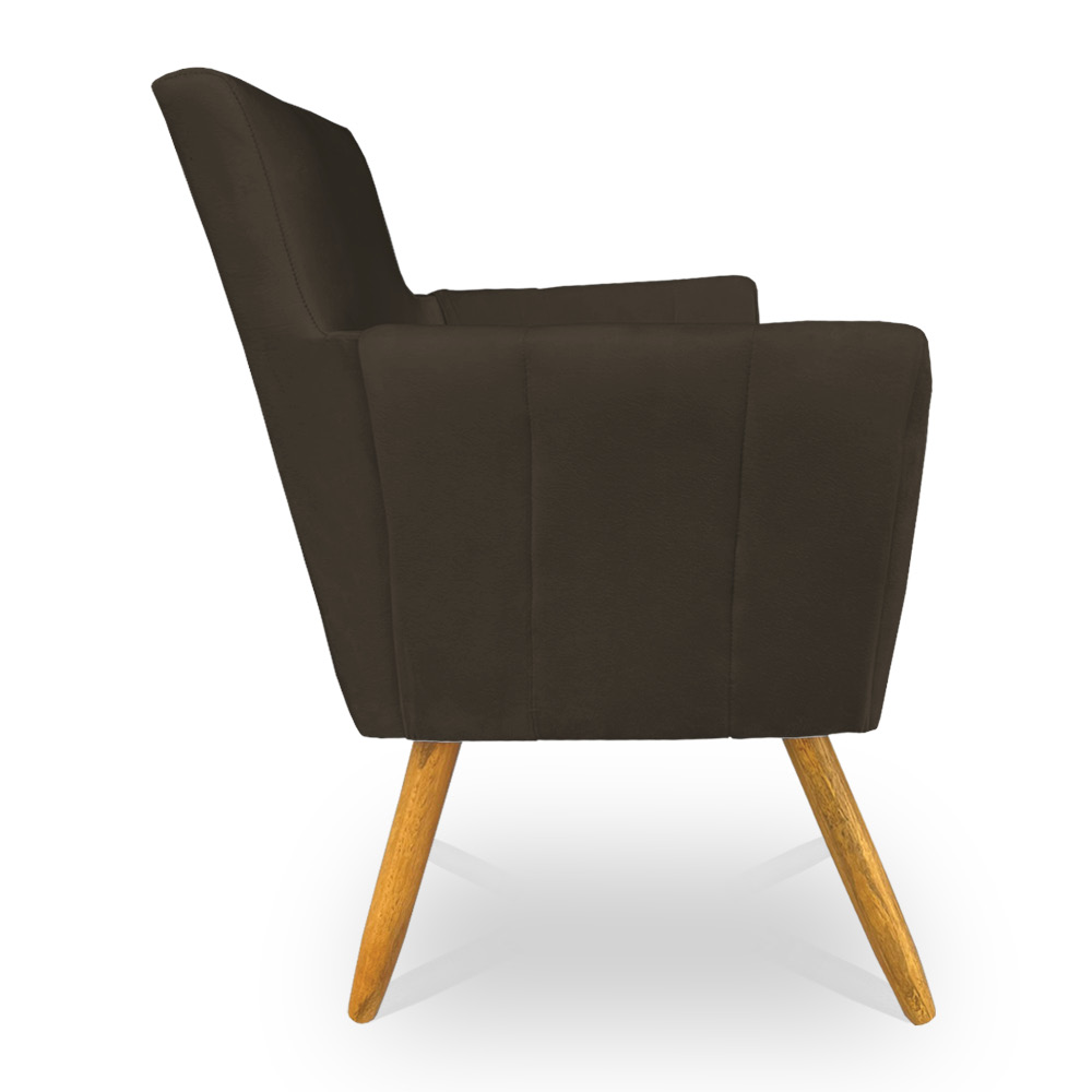 Kit 8 Poltronas Decorativa Leticia Suede Marrom Pés Palito Castanho - Pallazio
