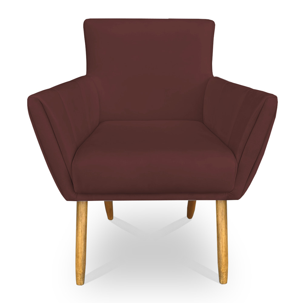 Kit 8 Poltronas Decorativa Leticia Suede Marsala Pés Palito Castanho - Pallazio