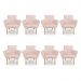 Kit 8 Poltronas Decorativa Leticia Suede Rosa Bebê Pés Palito Castanho - Pallazio