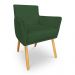Kit 8 Poltronas Decorativa Leticia Suede Verde Pés Palito Castanho - Pallazio