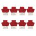 Kit 8 Poltronas Decorativa Leticia Suede Vermelho Pés Palito Castanho - Pallazio