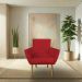 Kit 8 Poltronas Decorativa Leticia Suede Vermelho Pés Palito Castanho - Pallazio