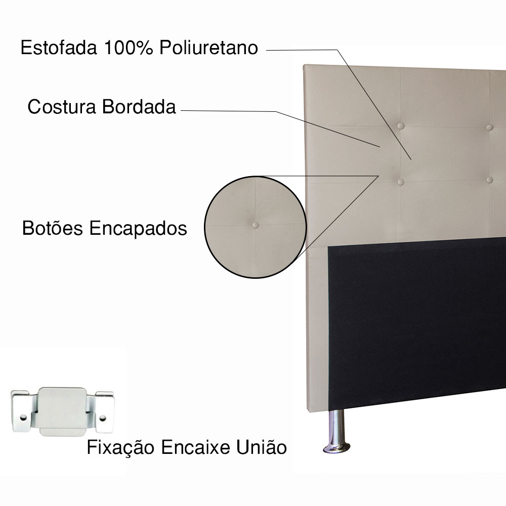 Kit Cabeceira e Calçadeira Baú Casal 1,40m Berlim Corano Bege - Pallazio