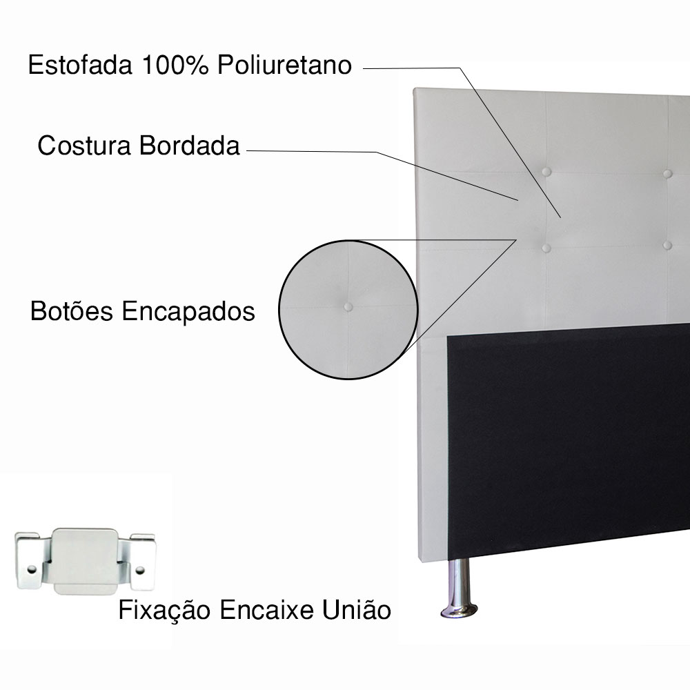 Kit Cabeceira e Calçadeira Baú Casal 1,40m Berlim Corano Branco - Pallazio