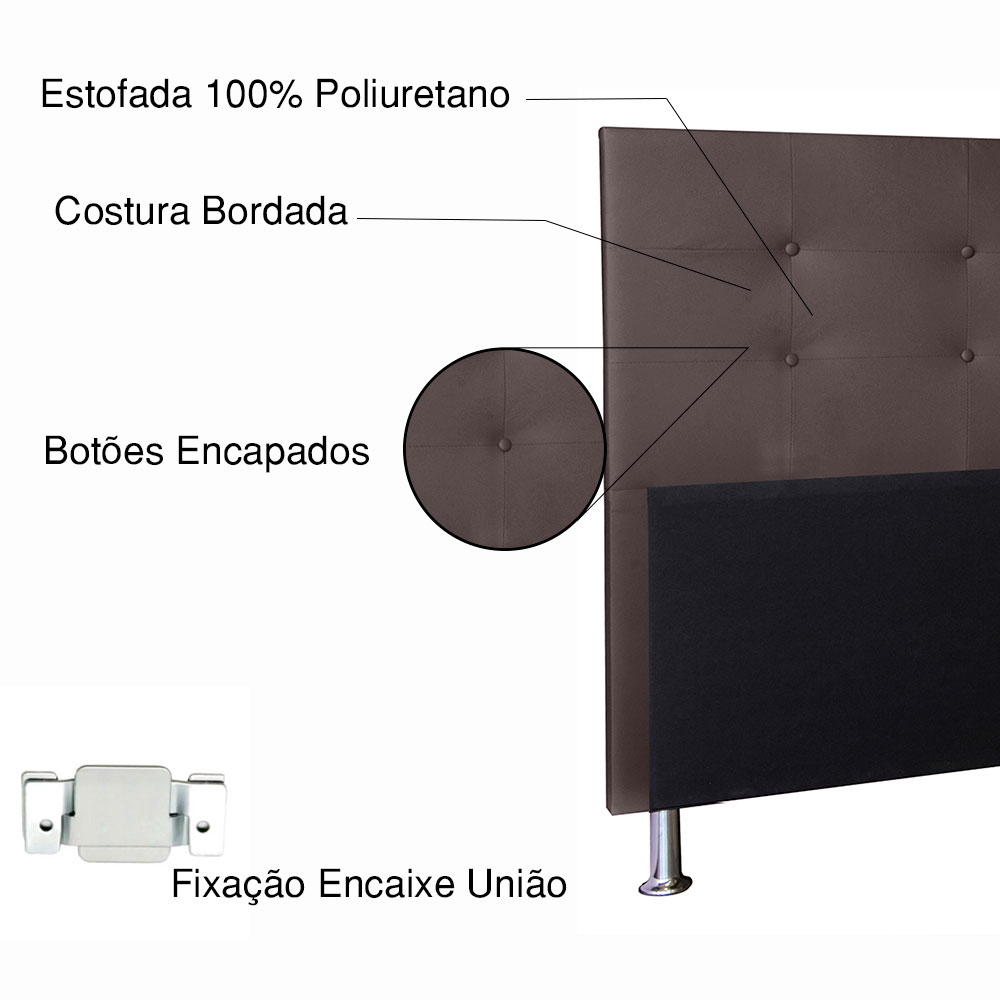 Kit Cabeceira e Calçadeira Baú Casal 1,40m Berlim Corano Marrom - Pallazio