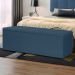 Kit Cabeceira e Calçadeira Baú Casal 1,40m Berlim Suede Azul Marinho - Pallazio