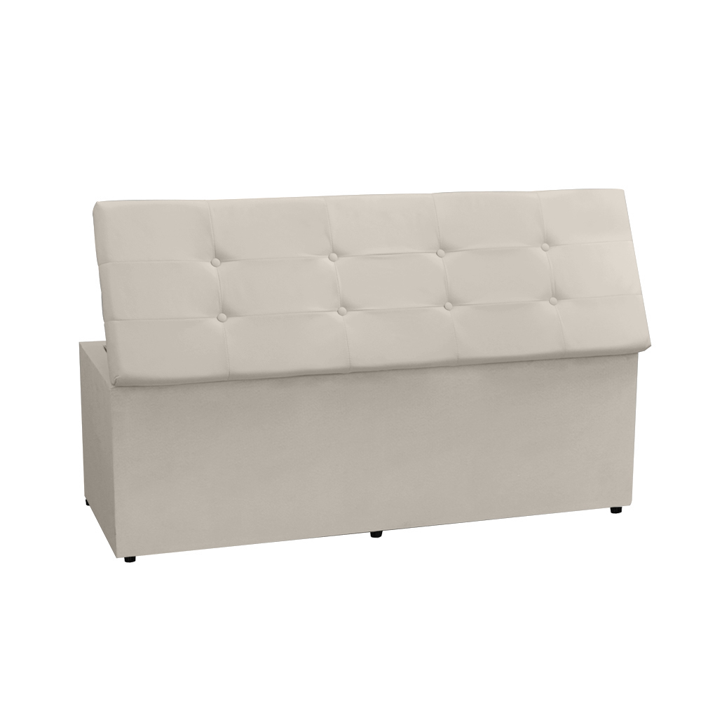 Kit Cabeceira e Calçadeira Baú Casal 1,40m Berlim Suede Bege - Pallazio