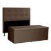 Kit Cabeceira e Calçadeira Baú Casal 1,40m Berlim Suede Marrom - Pallazio