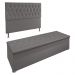 Kit Cabeceira e Calçadeira Baú Casal 1,40m Madrid Suede Cinza - Pallazio