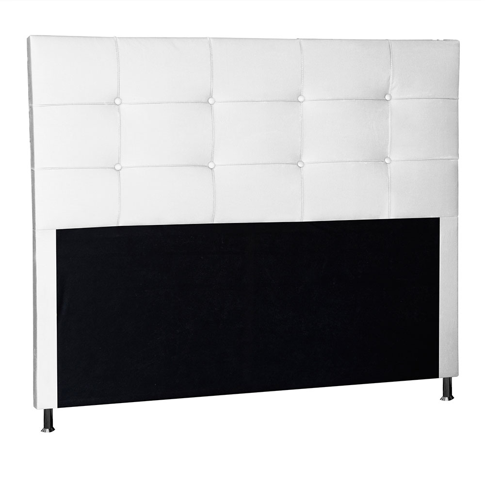 Kit Cabeceira e Calçadeira Baú Casal 1,40m Roma Corano Branco - Pallazio