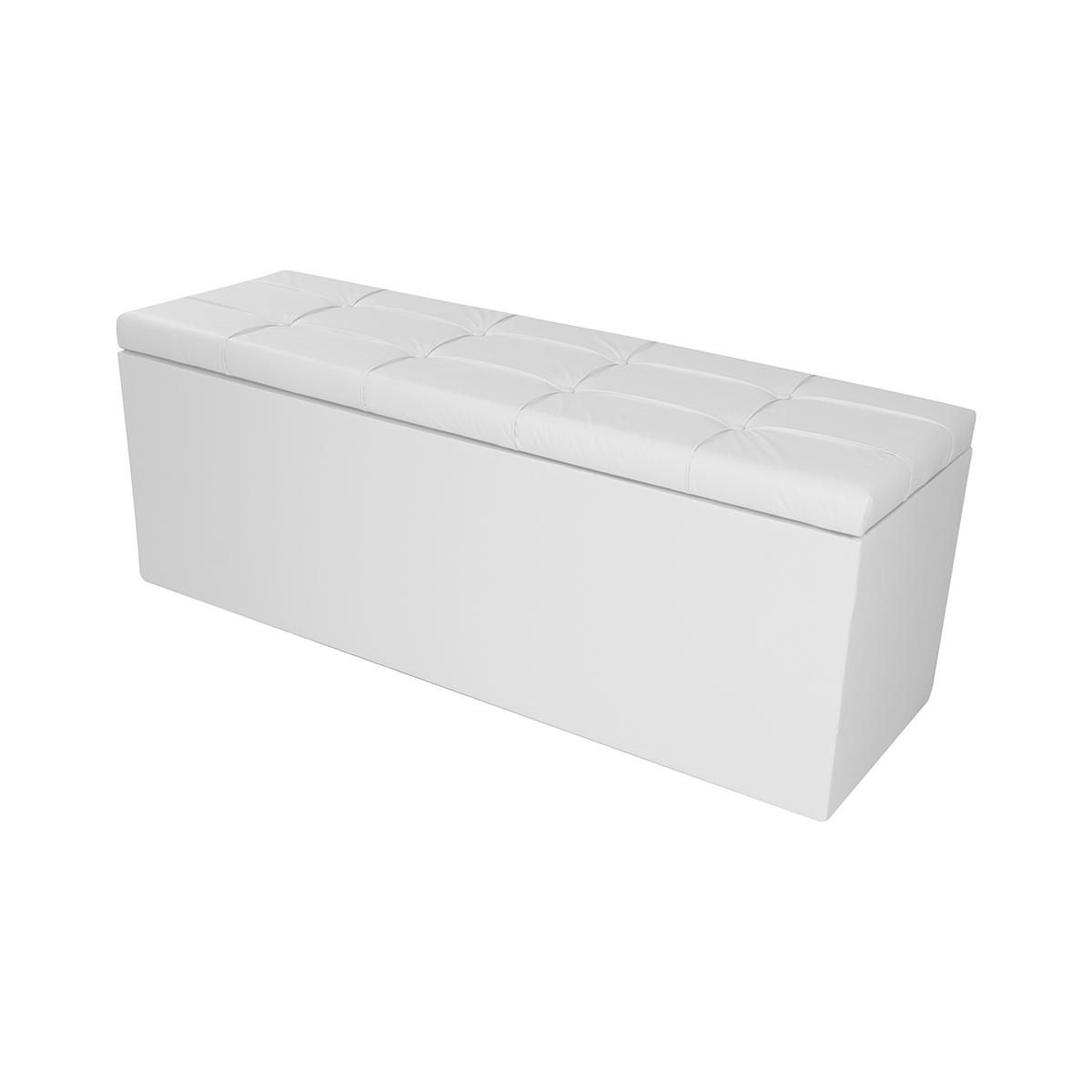 Kit Cabeceira e Calçadeira Baú Casal 1,40m Roma Corano Branco - Pallazio