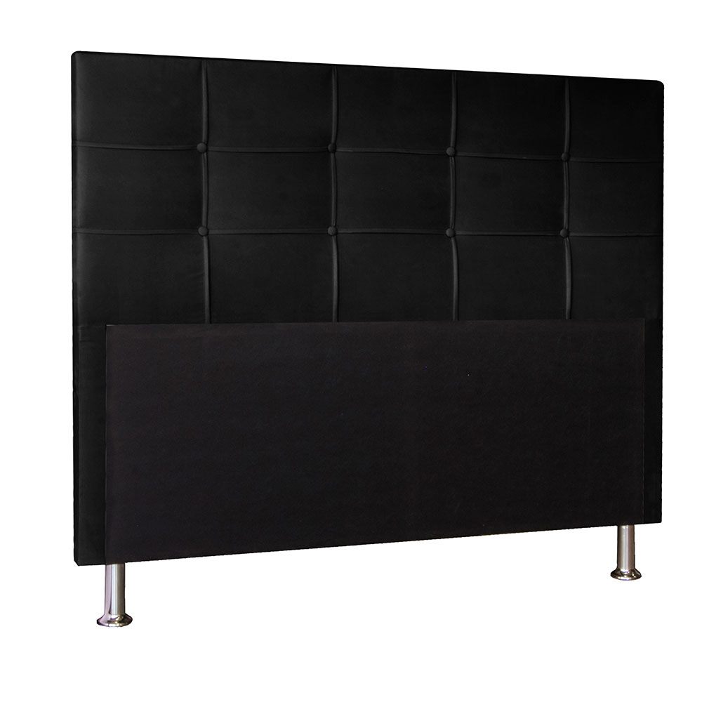 Kit Cabeceira e Calçadeira Baú Casal 1,40m Roma Suede Preto - Pallazio