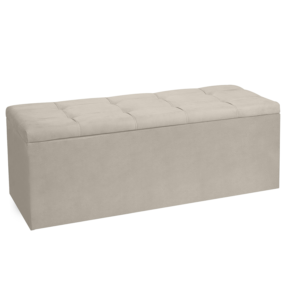 Kit Cabeceira e Calçadeira Baú King 1,95m Roma Suede - Pallazio