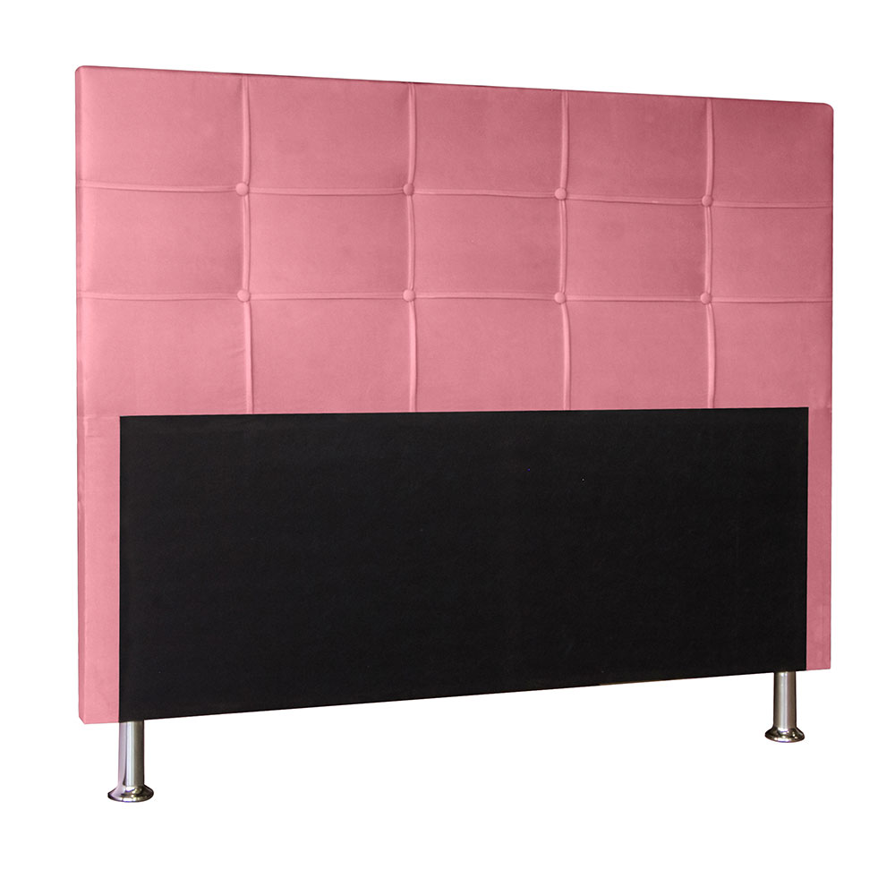 Kit Cabeceira e Calçadeira Baú King 1,95m Roma Suede Rosa - Pallazio