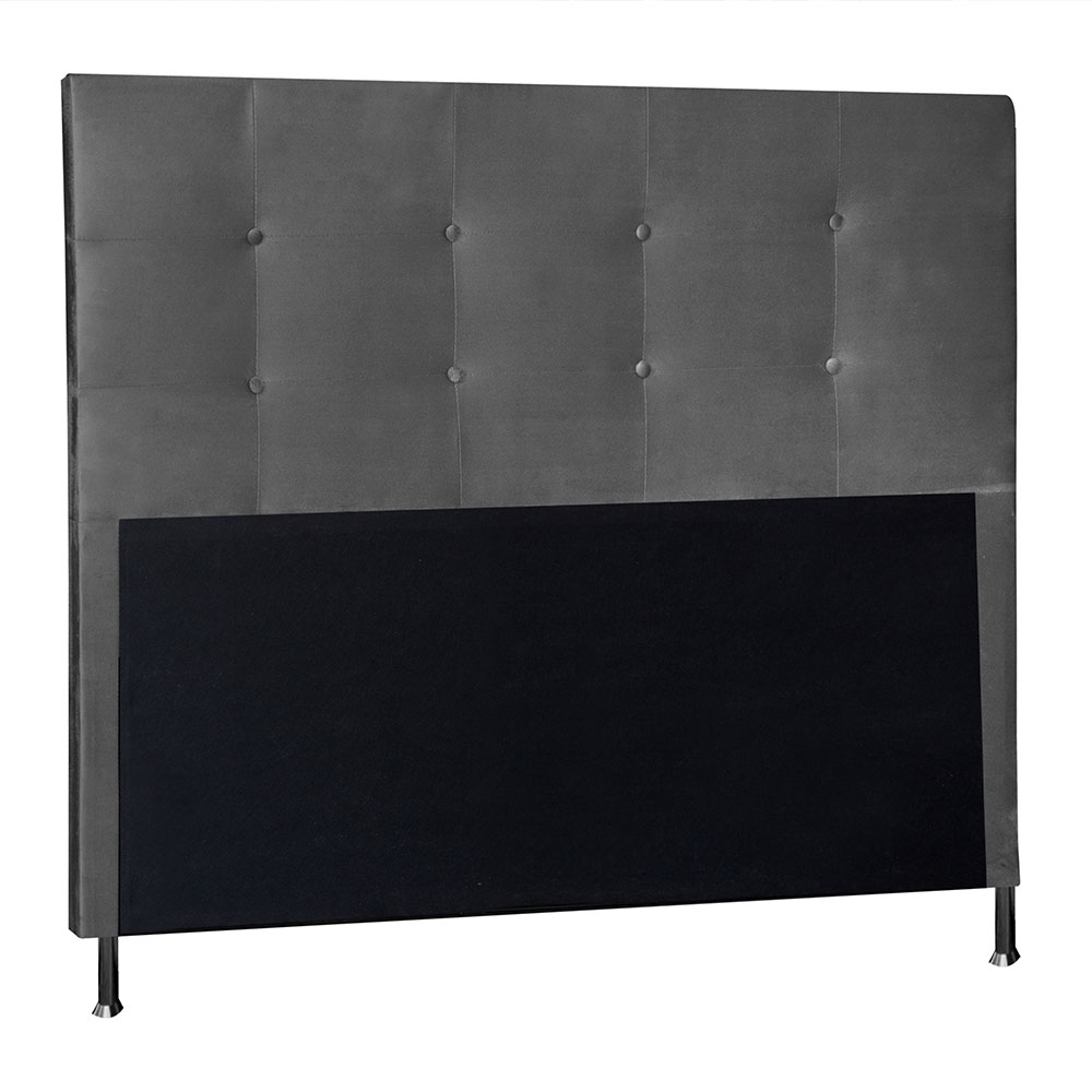 Kit Cabeceira e Calçadeira Baú Queen 1,60m Berlim Suede Cinza - Pallazio