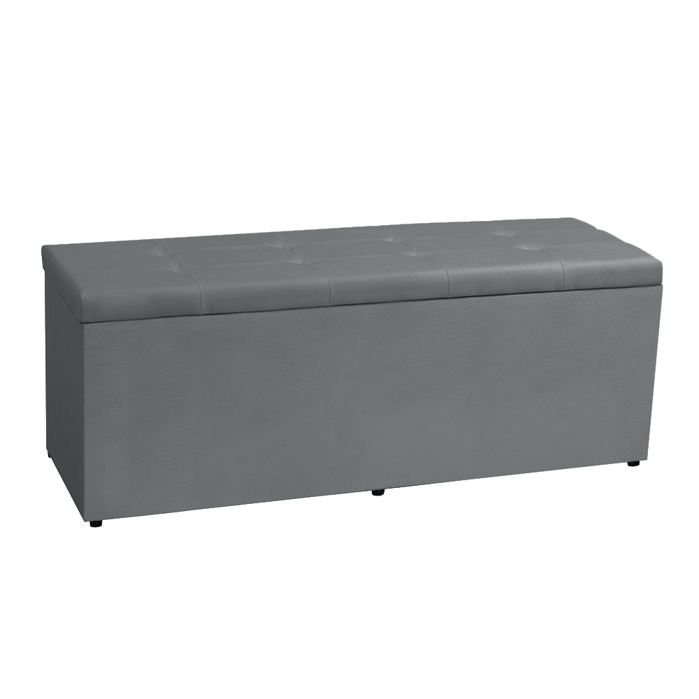 Kit Cabeceira e Calçadeira Baú Queen 1,60m Berlim Suede Cinza - Pallazio