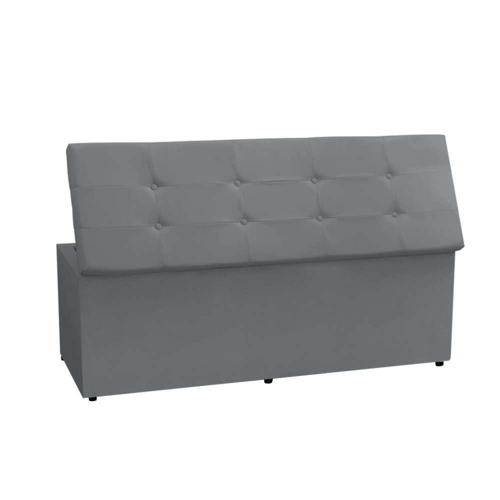 Kit Cabeceira e Calçadeira Baú Queen 1,60m Berlim Suede Cinza - Pallazio