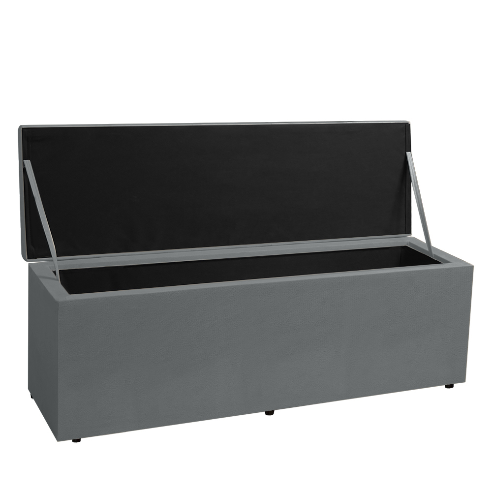 Kit Cabeceira e Calçadeira Baú Queen 1,60m Berlim Suede Cinza - Pallazio