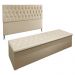 Kit Cabeceira e Calçadeira Baú Queen 1,60m Madrid Suede Bege - Pallazio