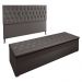 Kit Cabeceira e Calçadeira Baú Queen 1,60m Madrid Suede Cinza - Pallazio