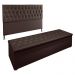 Kit Cabeceira e Calçadeira Baú Queen 1,60m Madrid Suede Marrom - Pallazio