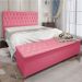 Kit Cabeceira e Calçadeira Baú Queen 1,60m Madrid Suede Rosa - Pallazio