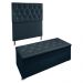 Kit Cabeceira e Calçadeira Baú Solteiro 0,90m Madrid Suede Azul Marinho - Pallazio