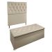 Kit Cabeceira e Calçadeira Baú Solteiro 0,90m Madrid Suede Bege - Pallazio