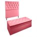 Kit Cabeceira e Calçadeira Baú Solteiro 0,90m Madrid Suede Rosa - Pallazio