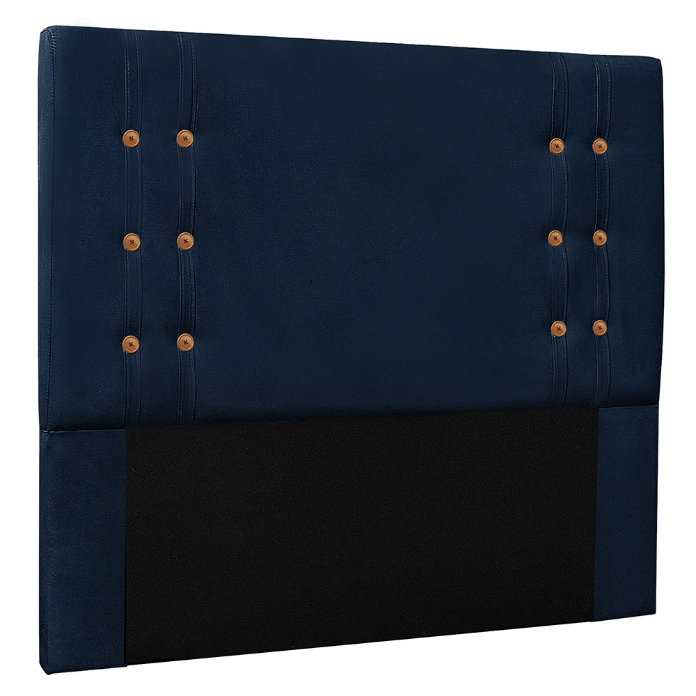 Kit Cabeceira e Calçadeira Recamier Casal 1,40m Gênova Suede Azul Marinho - Pallazio