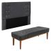 Kit Cabeceira e Calçadeira Recamier Casal 1,40m Gênova Suede Cinza - Pallazio