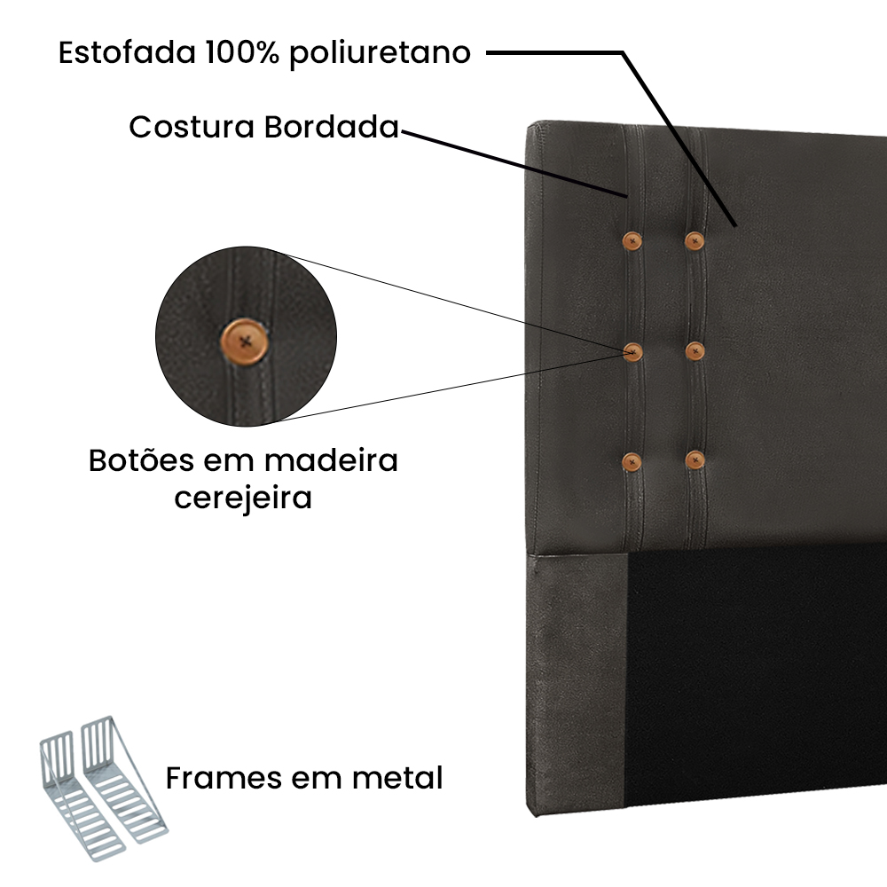 Kit Cabeceira e Calçadeira Recamier Casal 1,40m Gênova Suede Cinza - Pallazio