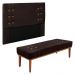 Kit Cabeceira e Calçadeira Recamier Casal 1,40m Gênova Suede Marrom Café - Pallazio