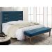 Kit Cabeceira e Calçadeira Recamier Casal 1,40m Gênova Veludo Azul Marinho - Pallazio